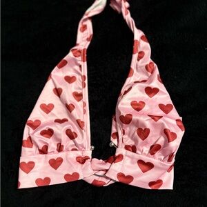 Pink Halter Top with Red Heart Pattern